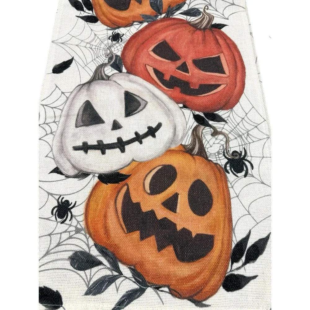Halloween  Table Runner Featuring Pumpkins and Spiders 106
